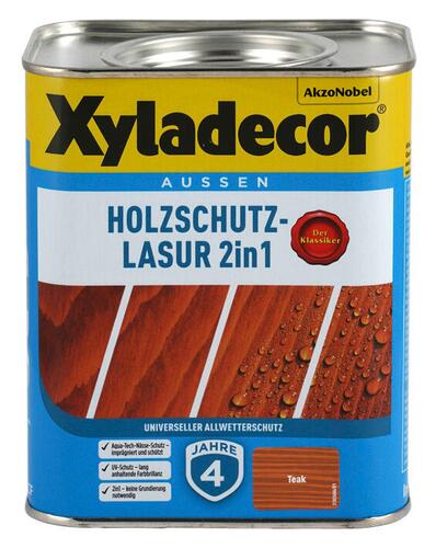 Xyladecor Holzschutz-Lasur 2in1 Außen, Teak